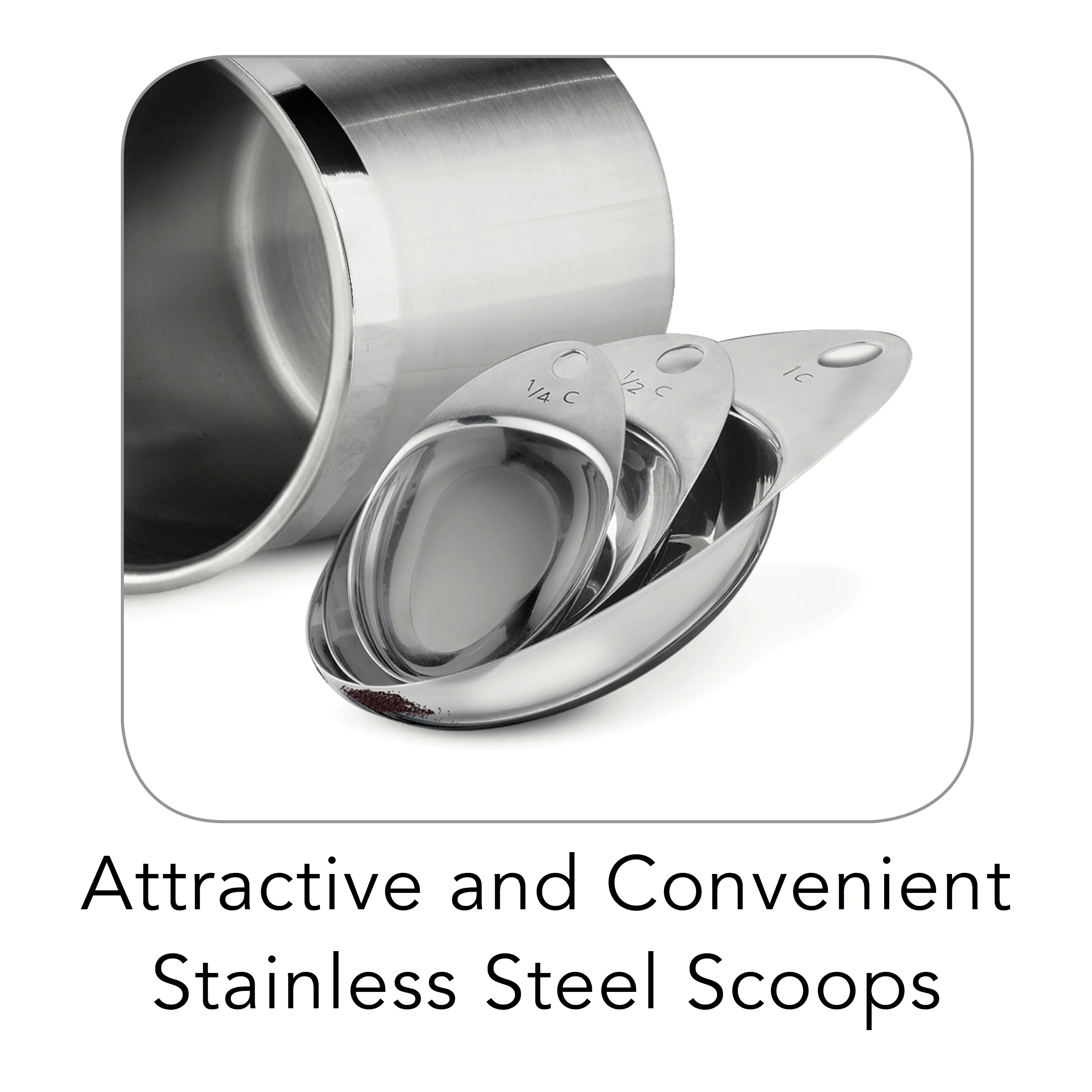 8 Piece Stainless Steel Covered Canister and Scoop Set - Image 3