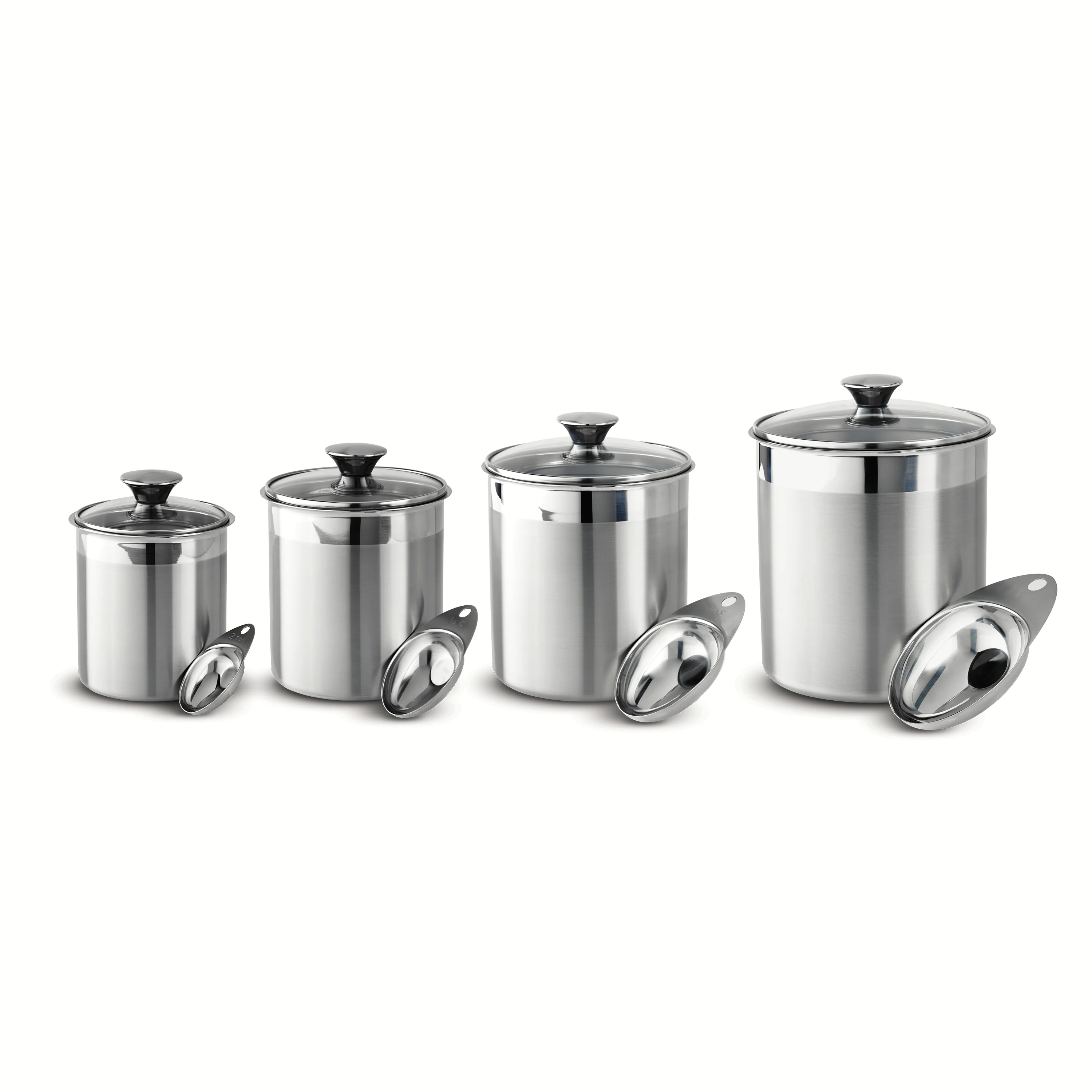 8 Piece Stainless Steel Covered Canister and Scoop Set - Image 6
