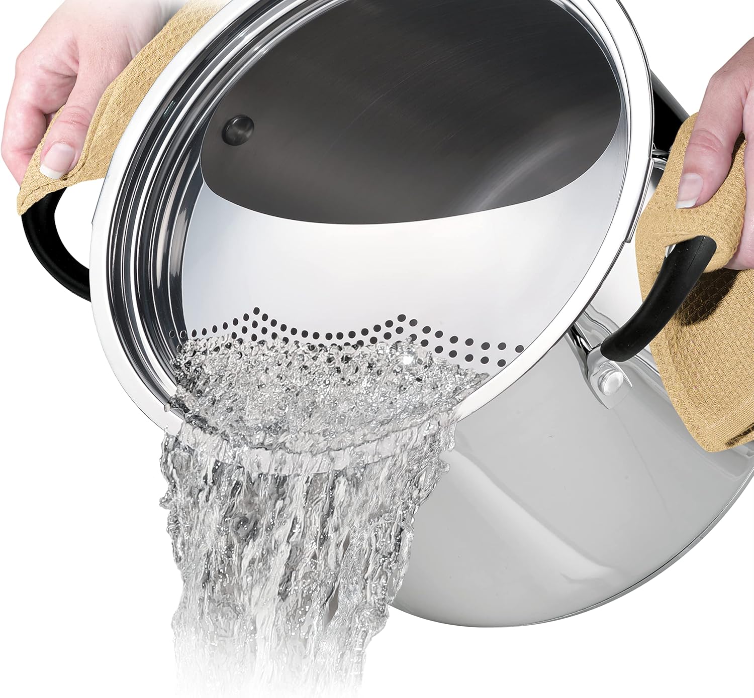 8 QT COVERED LOCK-N-DRAIN STOCK POT - STAINLESS STEEL - TRI-PLY BASE - MEX - GOURMET - Image 4