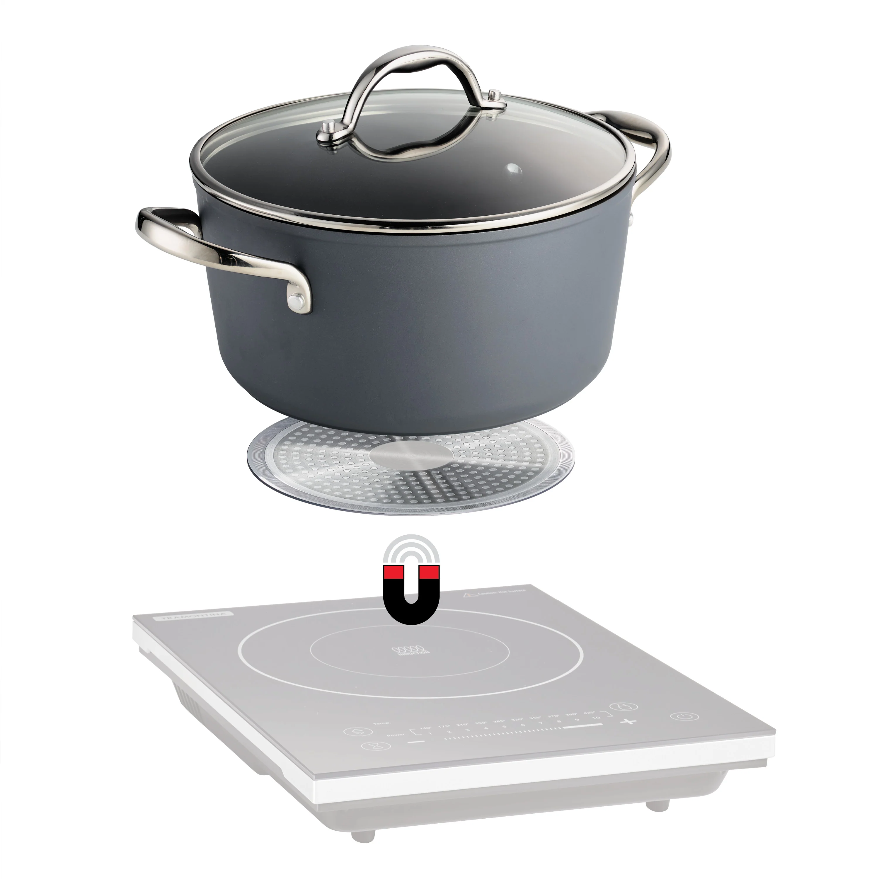 9 Piece Induction Nonstick Cookware Set - Slate Gray - Image 11
