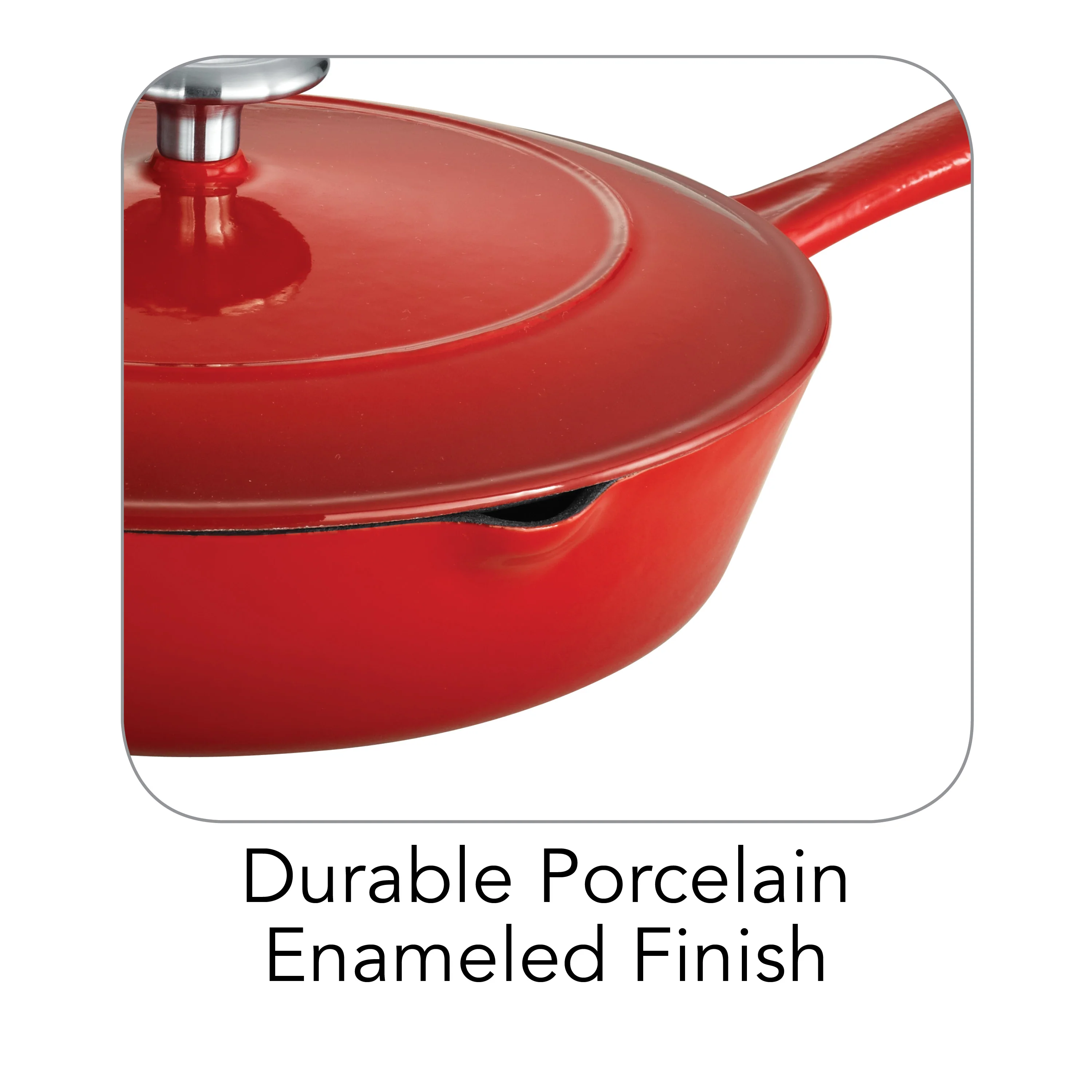 Bestow 10 in Enameled Cast-Iron  Covered Skillet - Gradated Red - Image 3