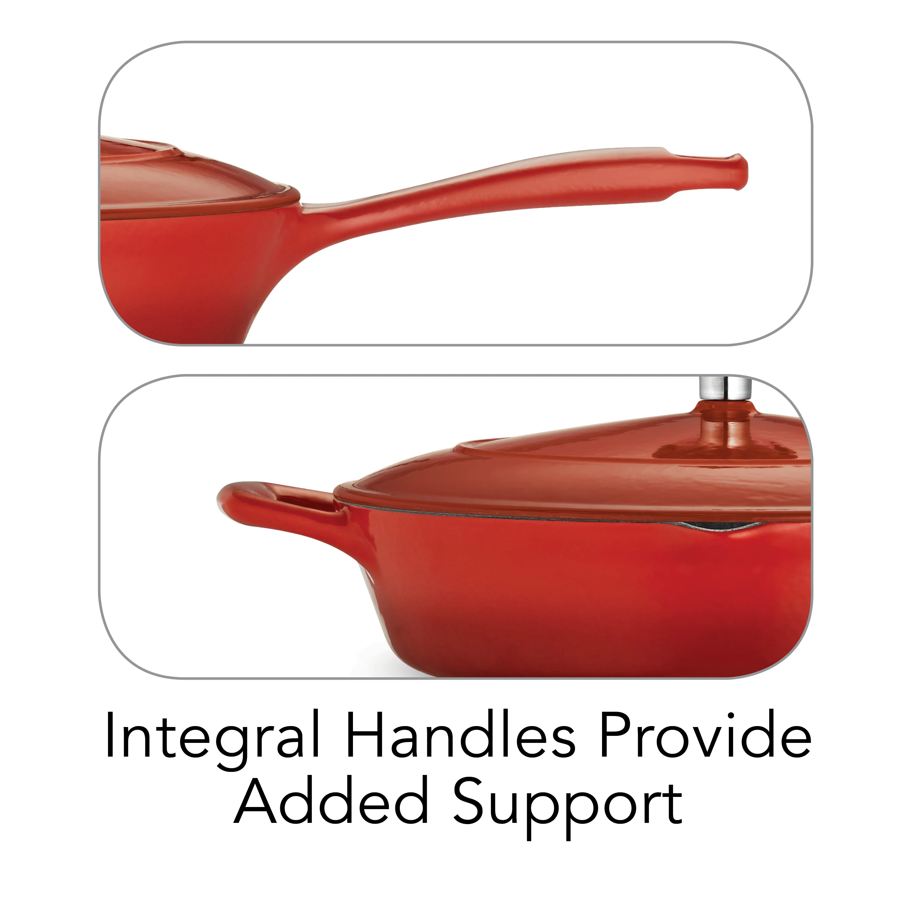 Bestow 10 in Enameled Cast-Iron  Covered Skillet - Gradated Red - Image 8