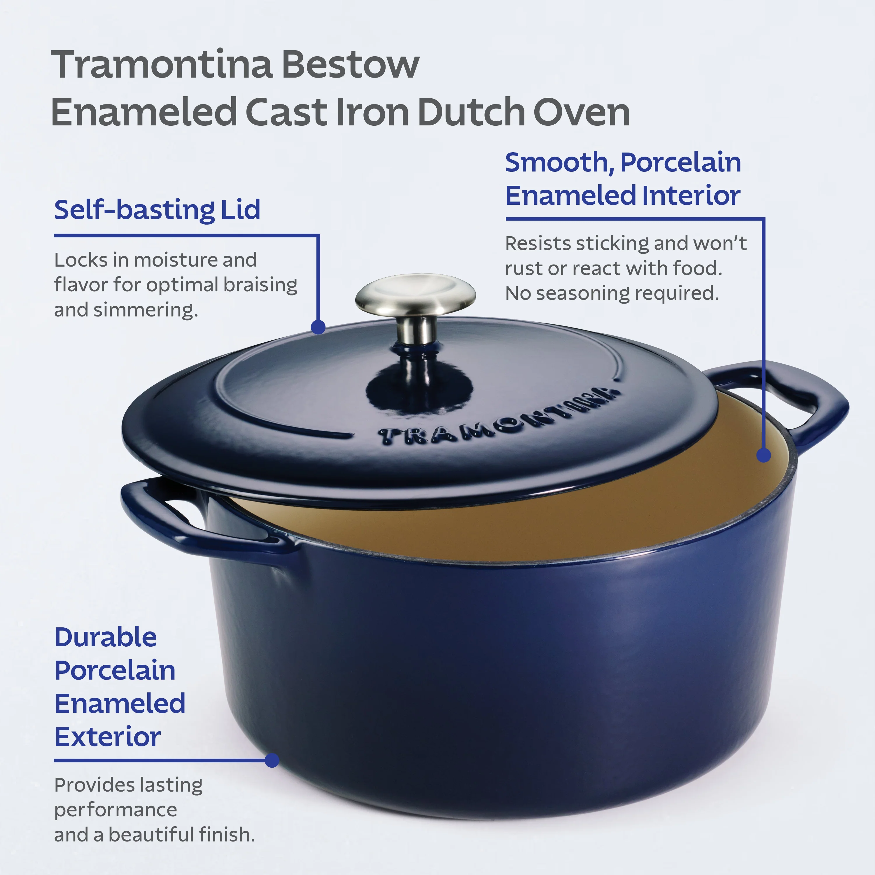 Bestow 5.5 Quart Enameled Cast Iron Covered Round Dutch Oven - Image 11