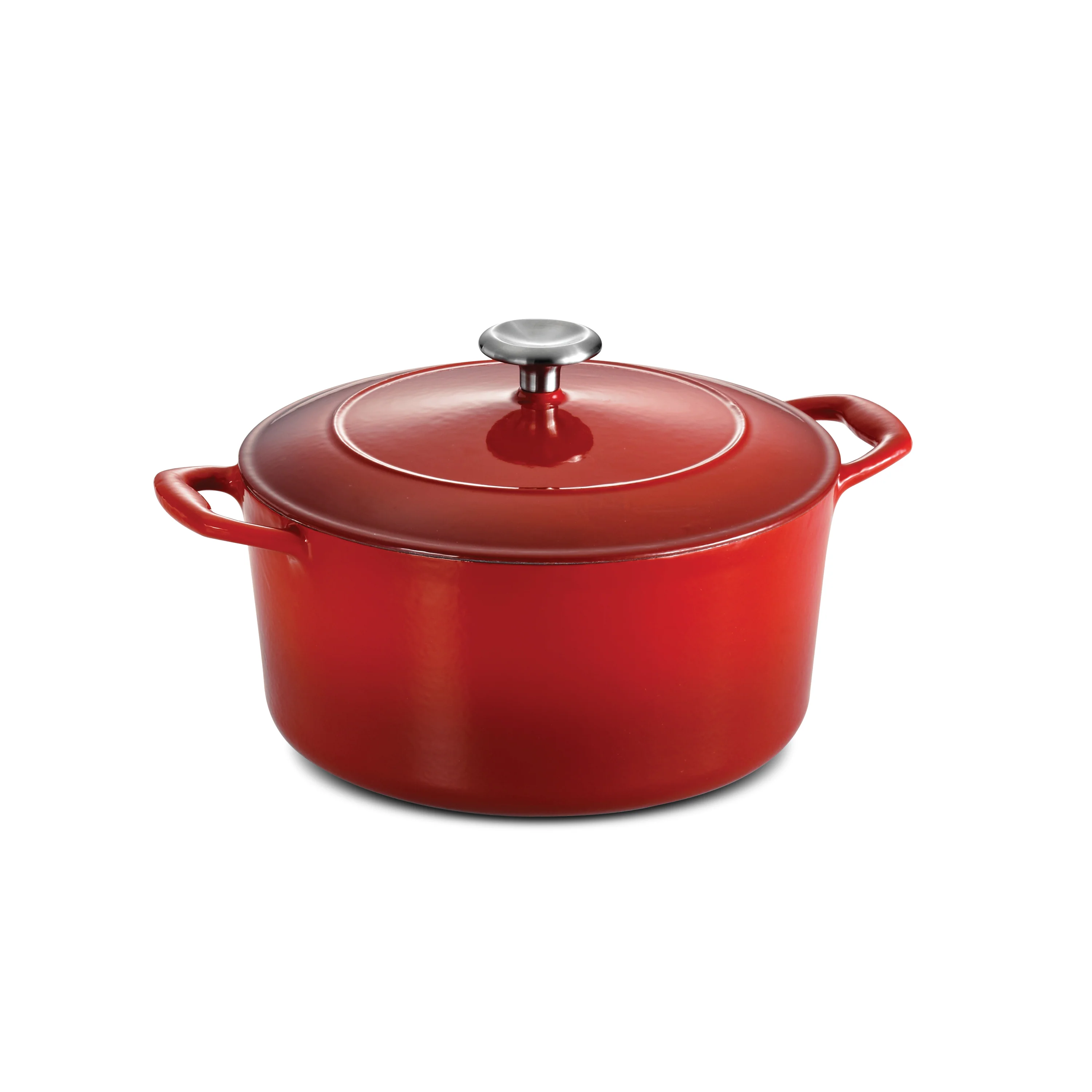 Bestow 5.5 Quart Enameled Cast Iron Covered Round Dutch Oven - Gradated Red - Image 3