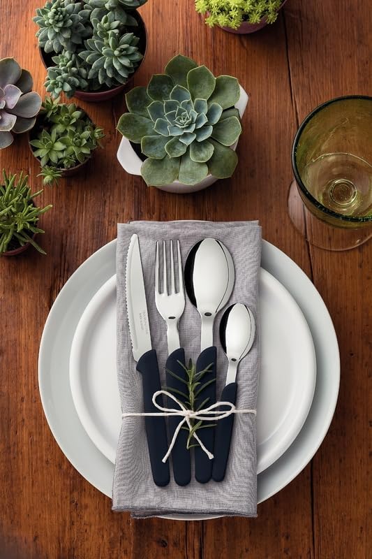 Carmel Stainless Steel 20 Pc Flatware Set with Black Polypropylene Handles - Image 2