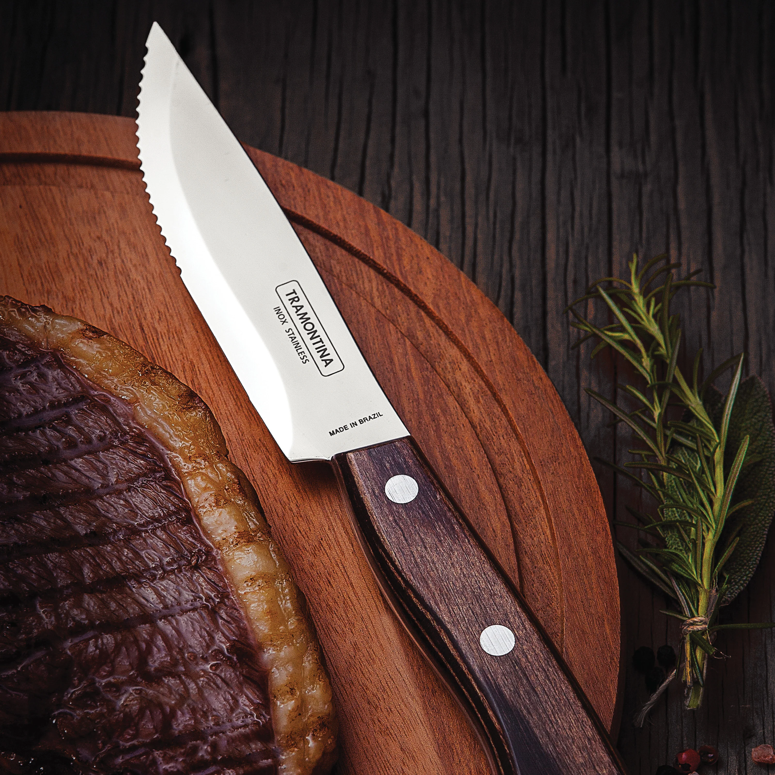 Churrasco BBQ 4 Piece Porterhouse Steak Knife Set in Wood Gift Box - Image 6