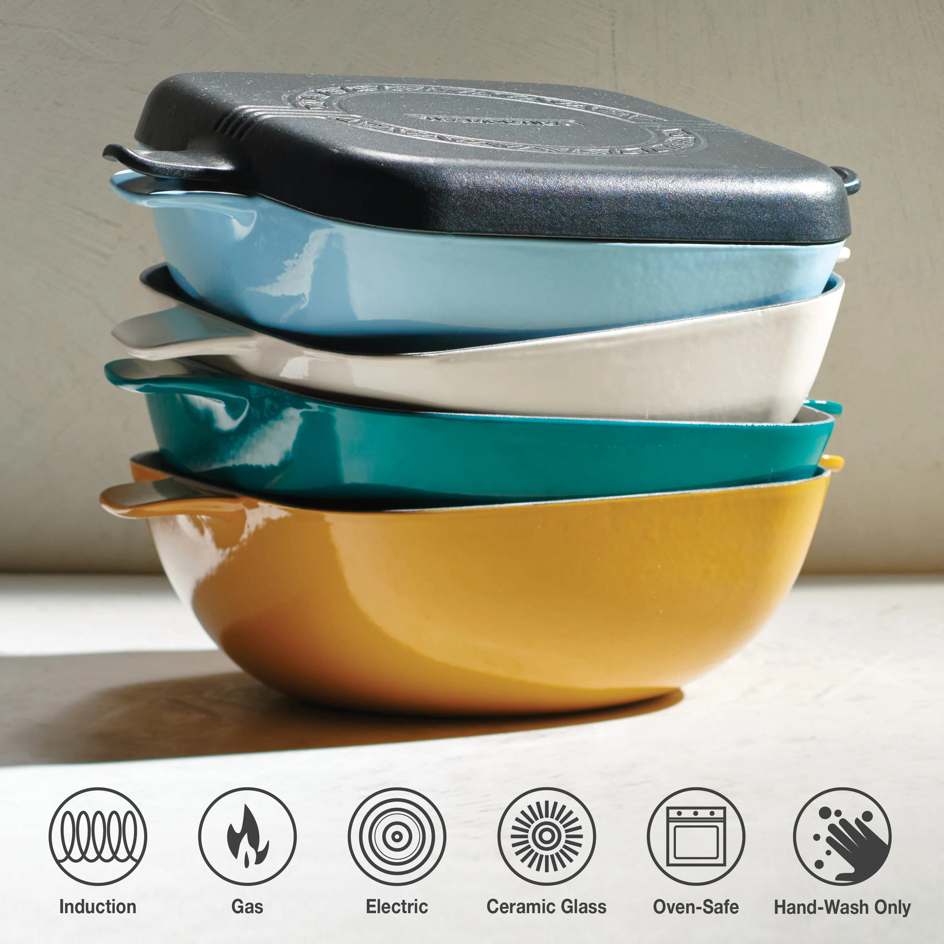 Cultura 6.5 Quart Enameled Cast Iron Multi-Cooker with Reversible Lid - Image 8