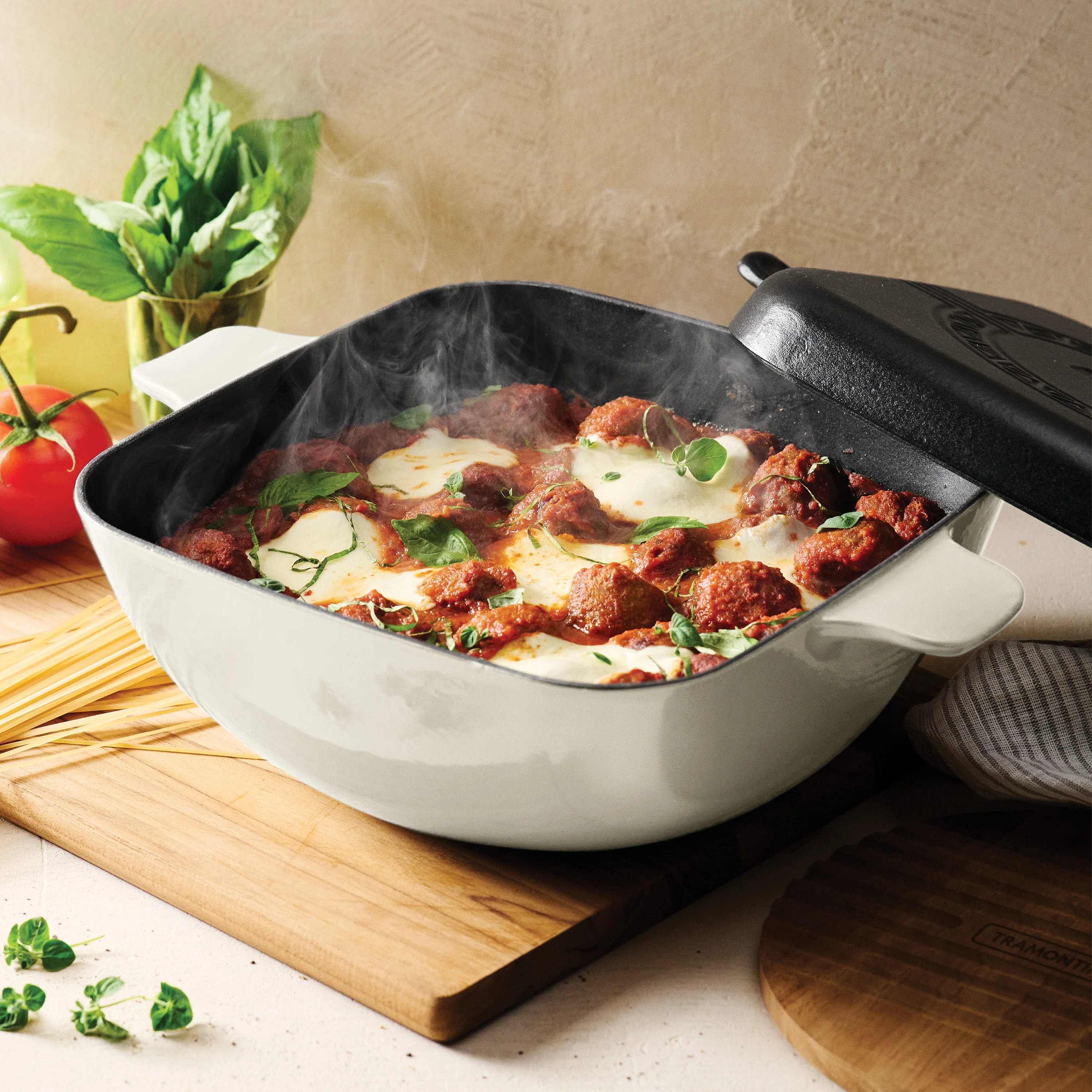 Cultura 6.5 Quart Enameled Cast Iron Multi-Cooker with Reversible Lid - Image 9