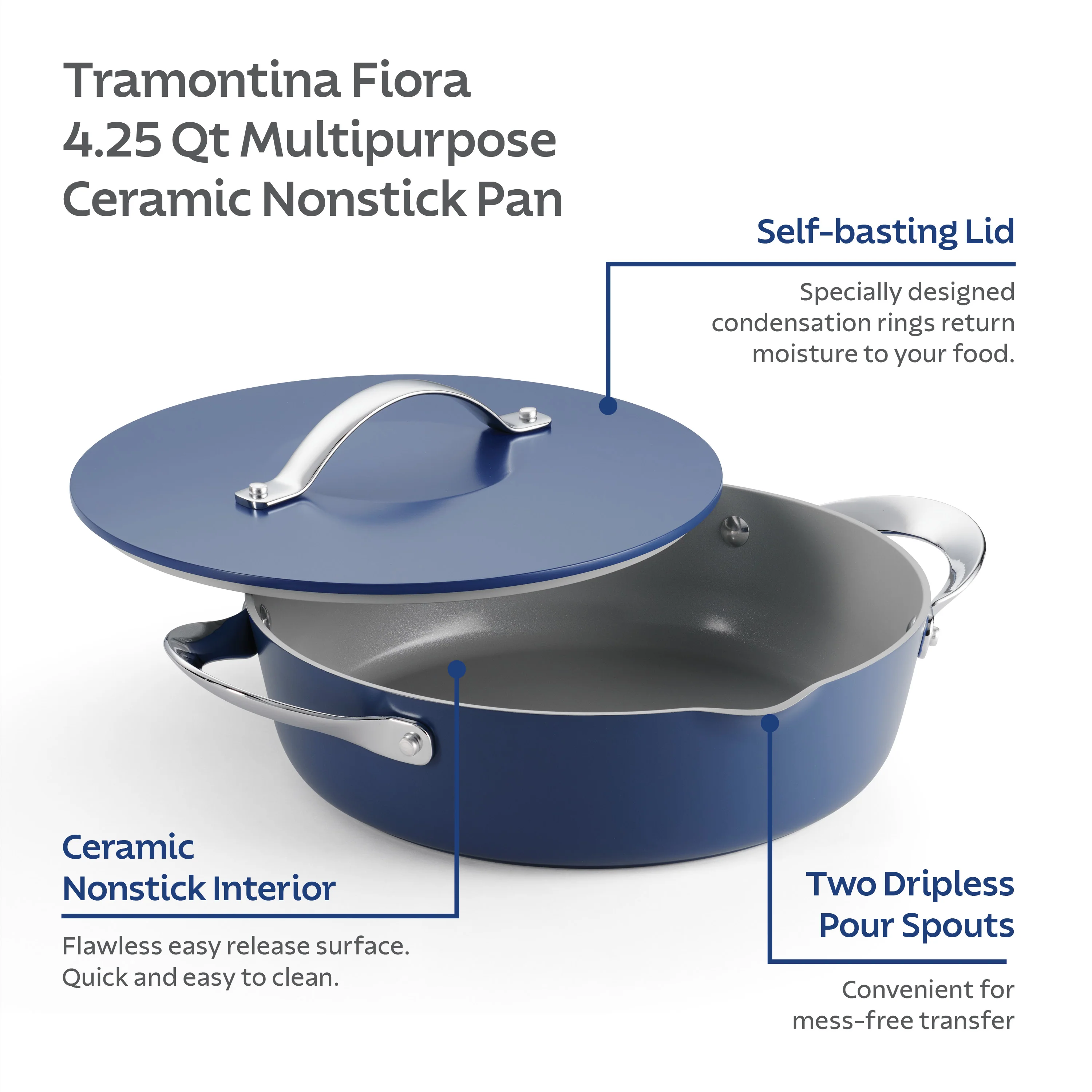 Fiora 4.25 Quart Multipurpose Ceramic Nonstick Pan - Image 4
