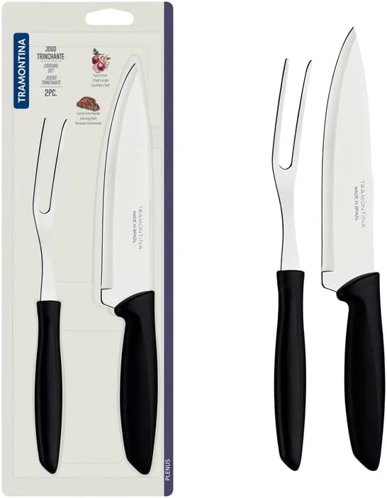 2 Pc Carving Set with Black Polypropylene Handles - Image 2
