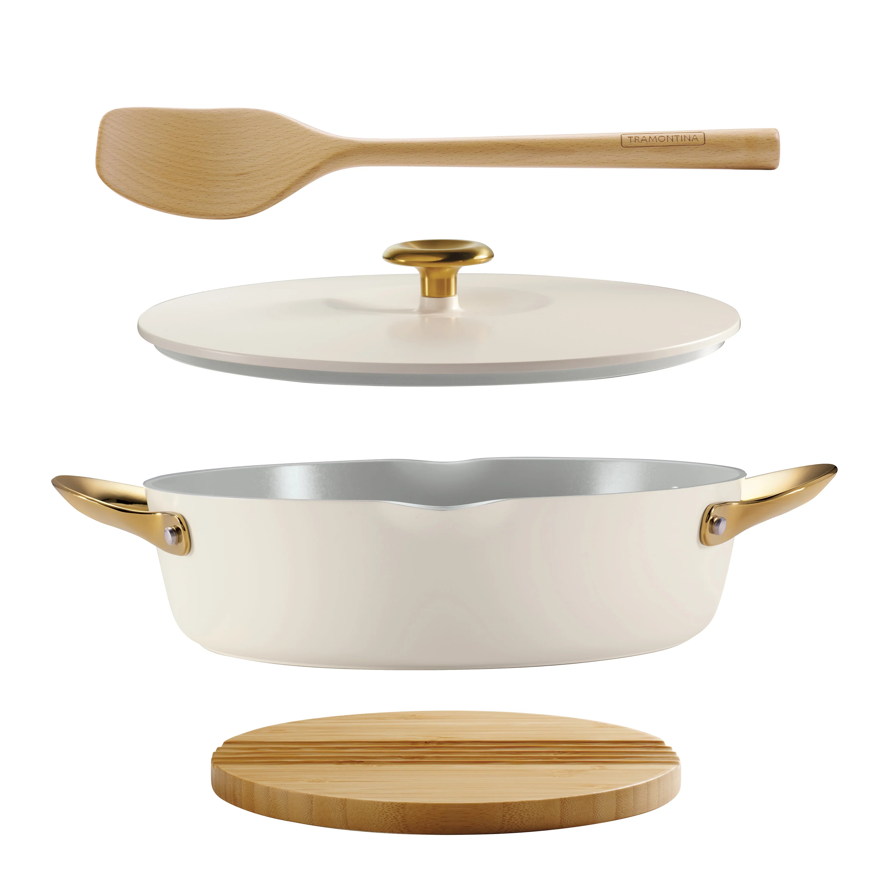 Tramontina Fiora White Frying Pan with Cover Set - 4.02L - 4 piece - Image 7