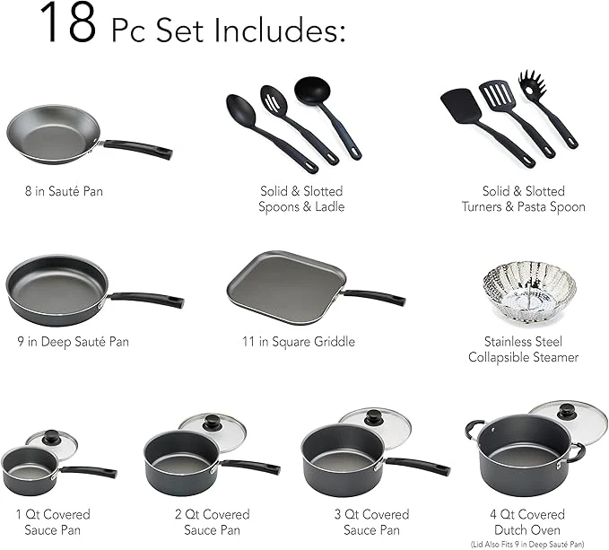 Tramontina PrimaWare 18 Pc Aluminum Nonstick Cookware Set - Image 3