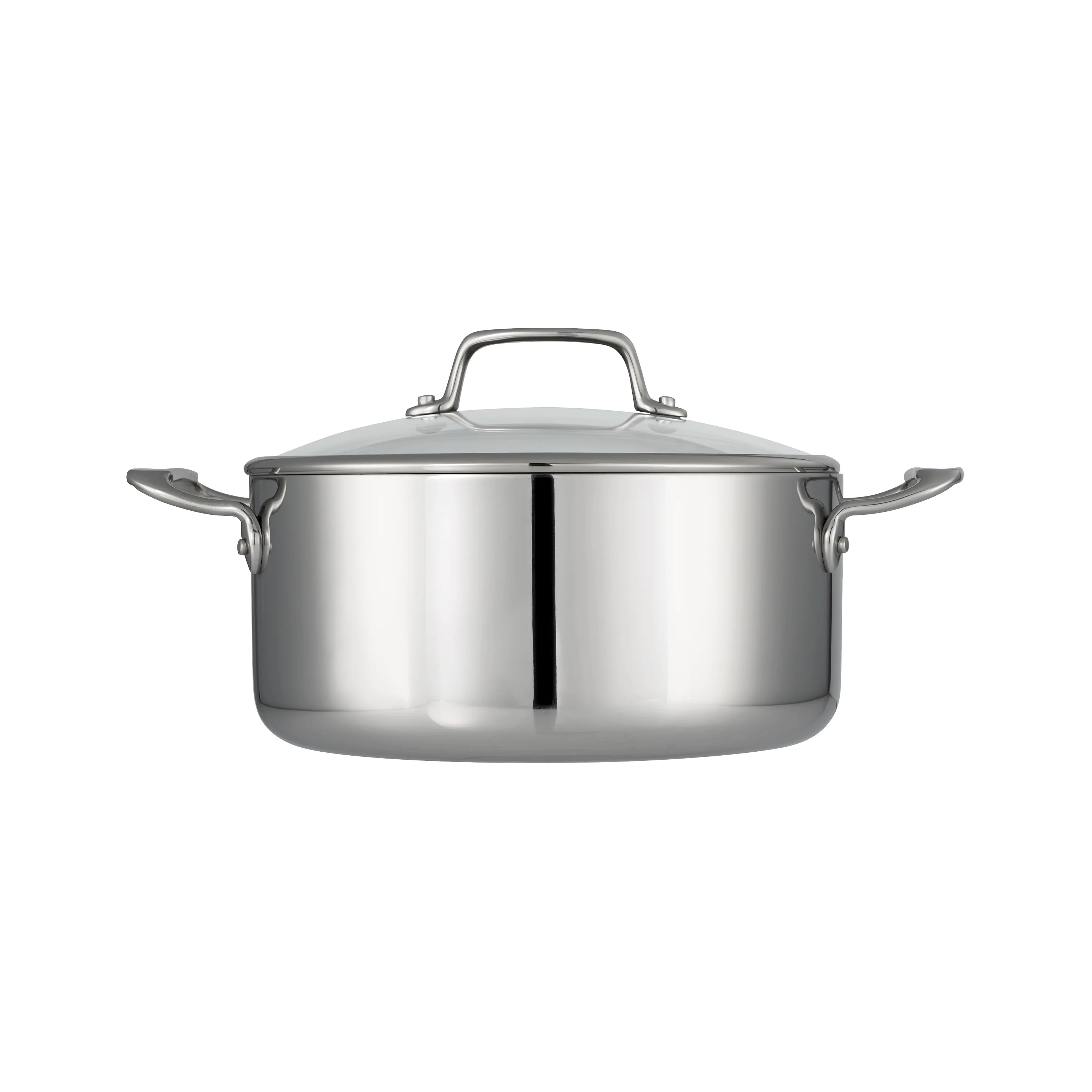 Tri-Ply Clad 5 Quart Stainless Steel Covered Dutch Oven - Glass Lid - Image 10