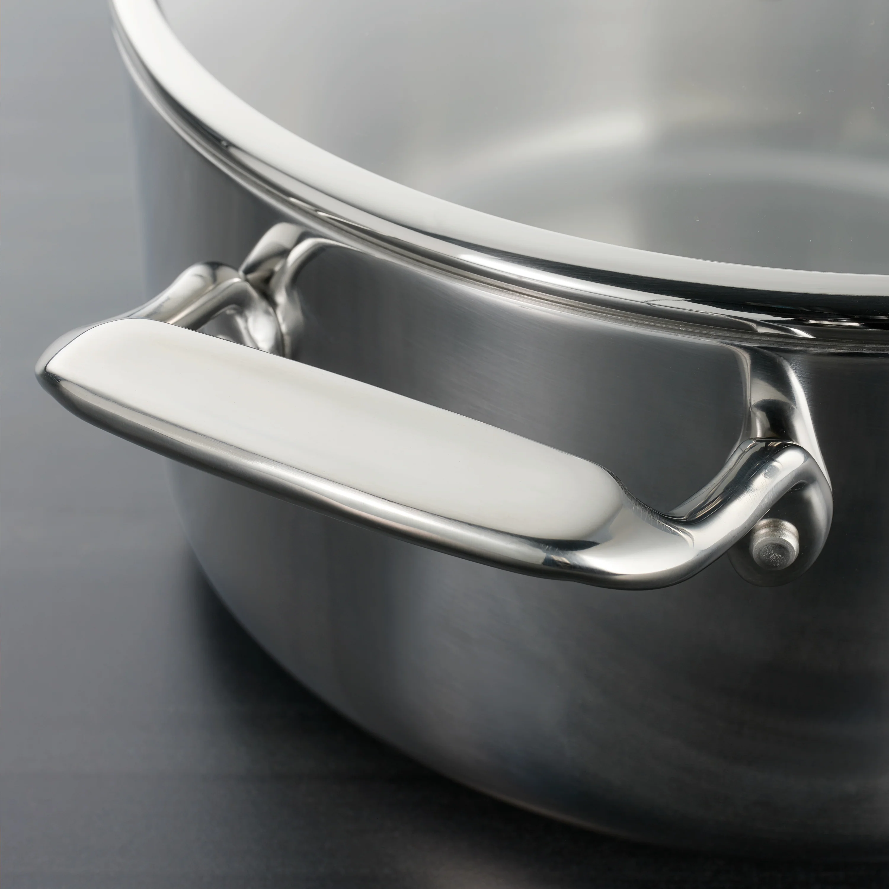 Tri-Ply Clad 5 Quart Stainless Steel Covered Dutch Oven - Glass Lid - Image 8