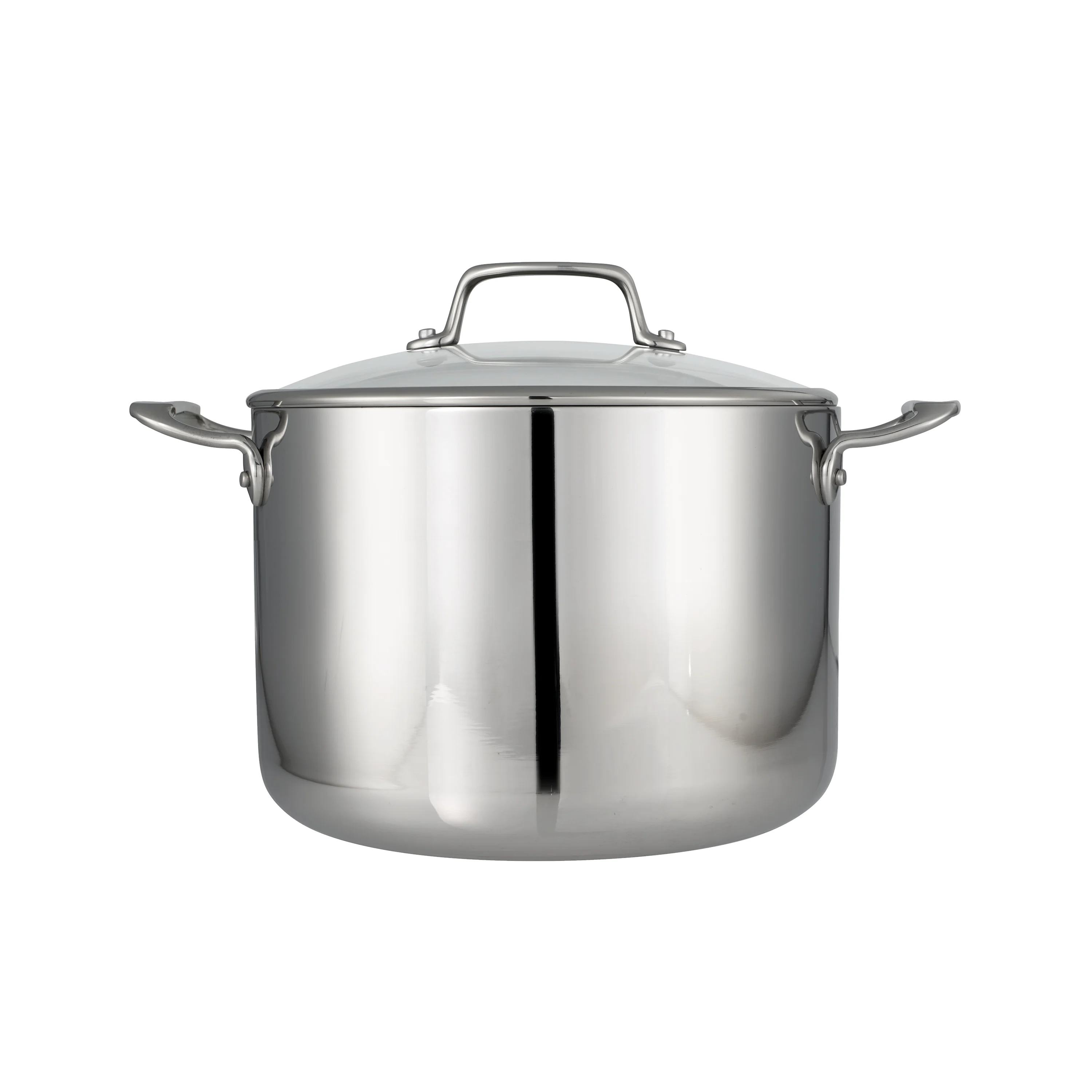 Tri-Ply Clad 8 Quart Stainless Steel Covered Stock Pot - Glass Lid - Image 3