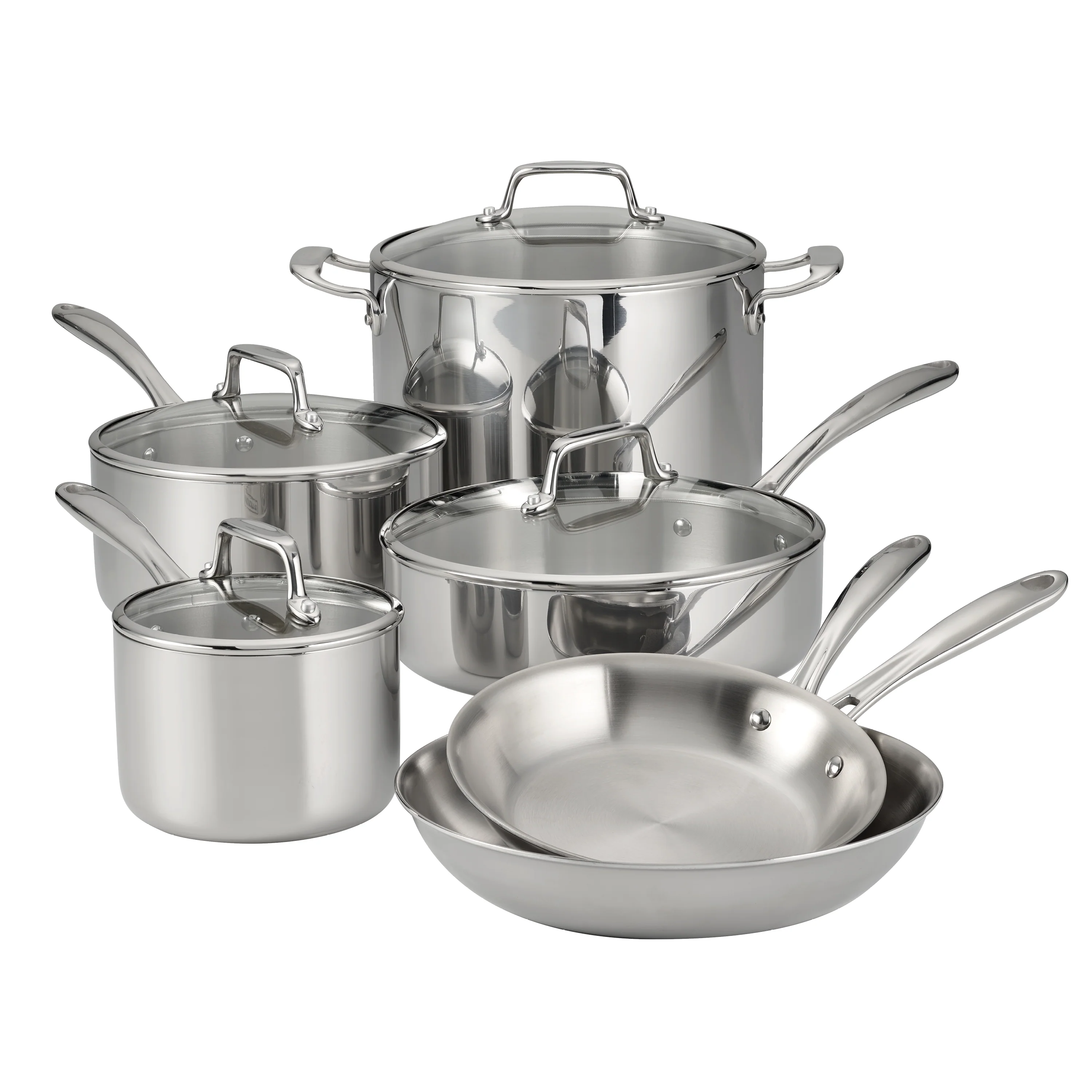 Tri-Ply Clad Stainless Steel Cookware Set with Glass Lids - Image 10