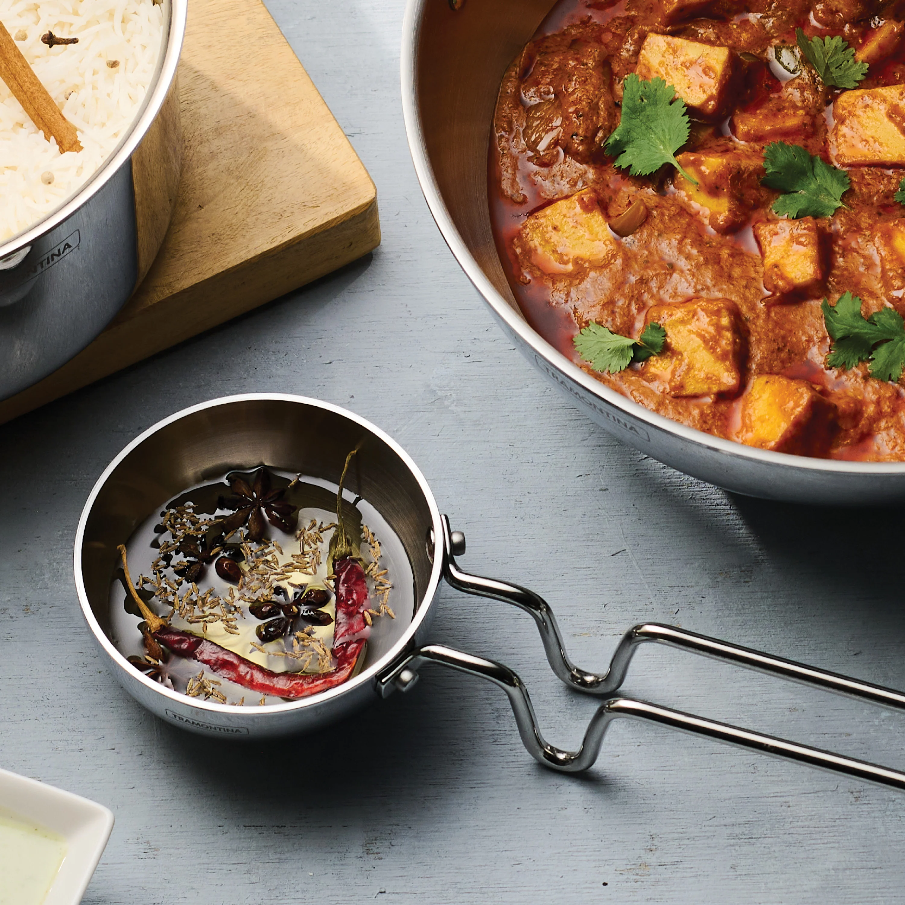 Utsava 9.35 Ounce Tri-Ply Clad Stainless Steel Tadka Pan - Image 3