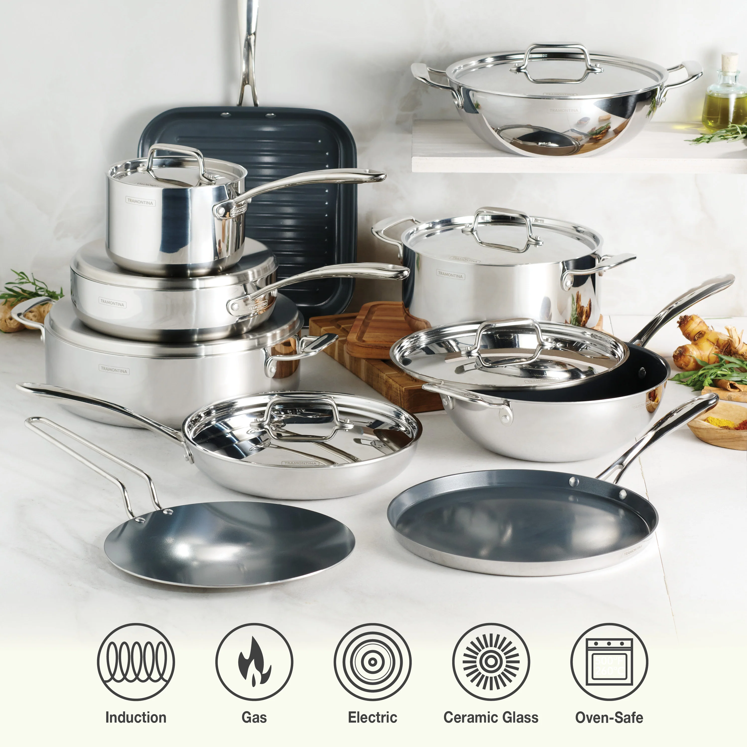 Utsava Tri-Ply Clad 10-Inch Grill Pan with Ceramic Interior - Image 5