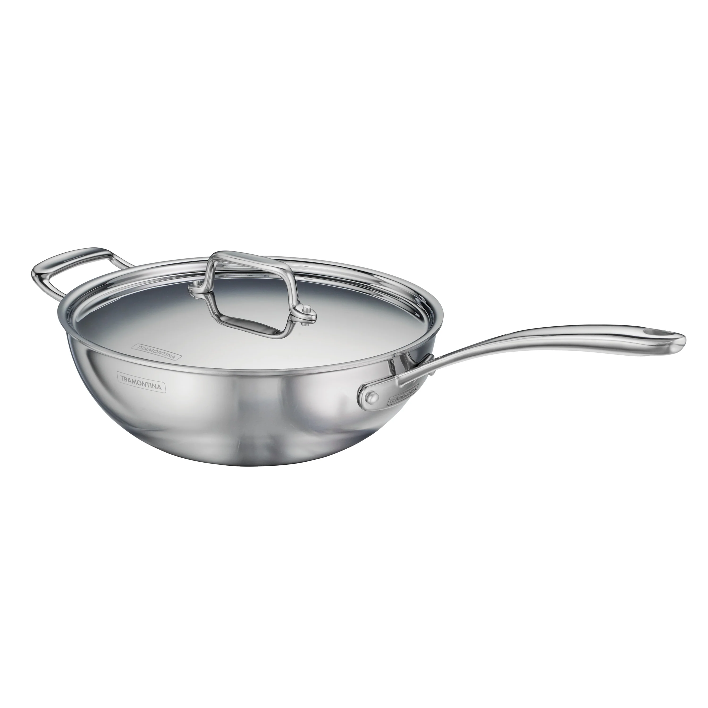 Utsava Tri-Ply Clad 3.75 Qt Covered Wok with Ceramic Interior - Image 3