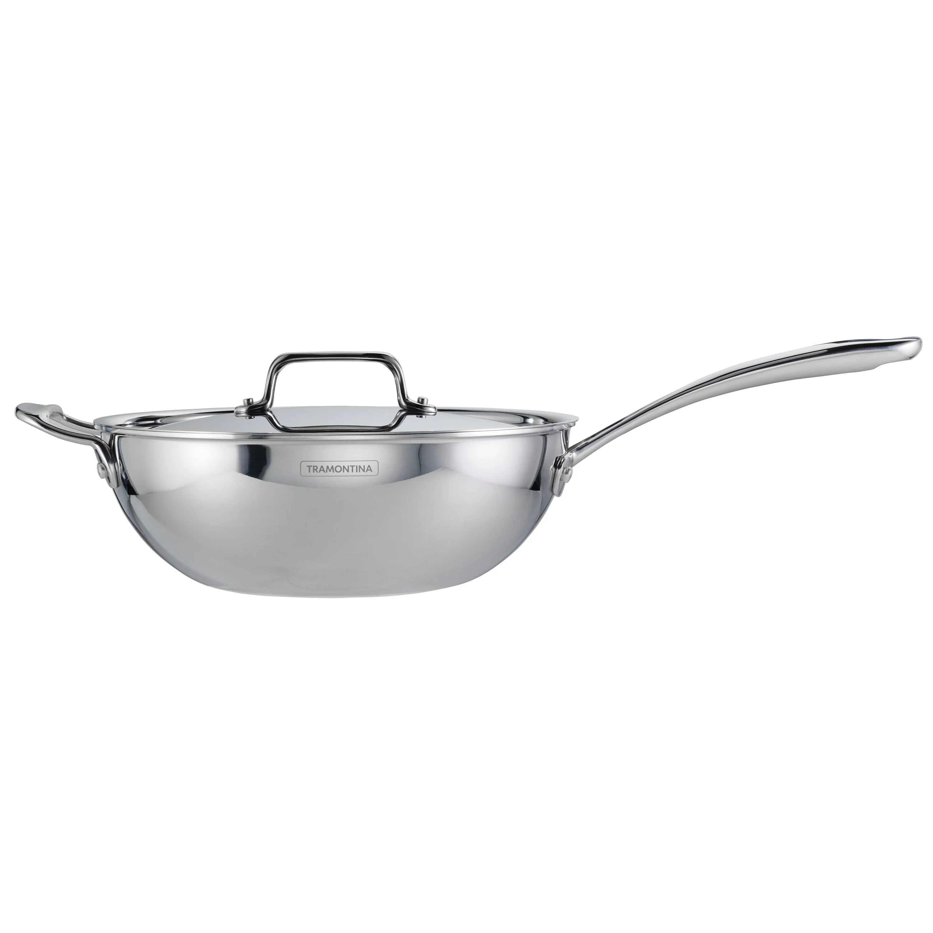Utsava Tri-Ply Clad 3.75 Qt Covered Wok with Ceramic Interior - Image 4