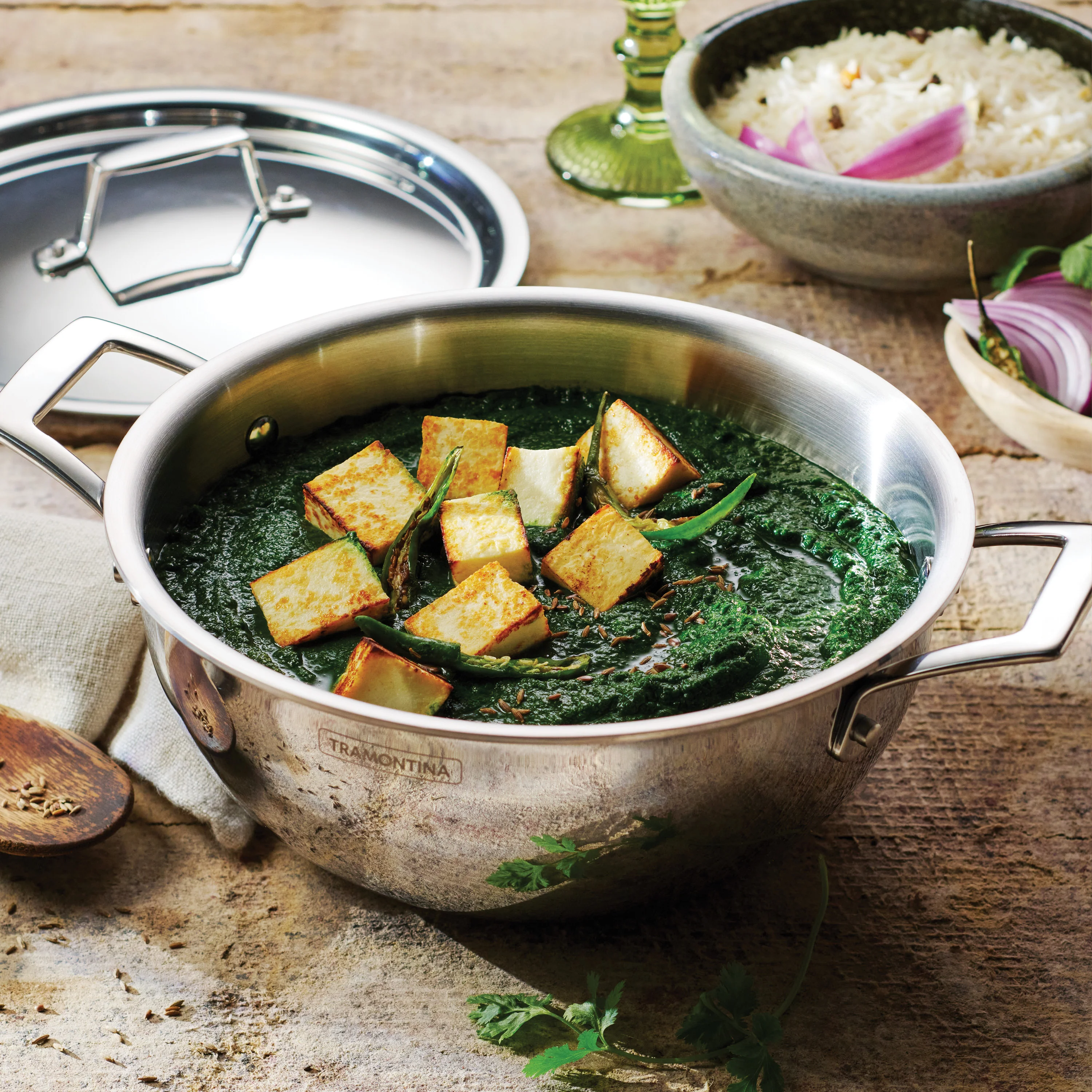 Utsava Tri-Ply Clad Stainless Steel Covered Kadai - Image 16