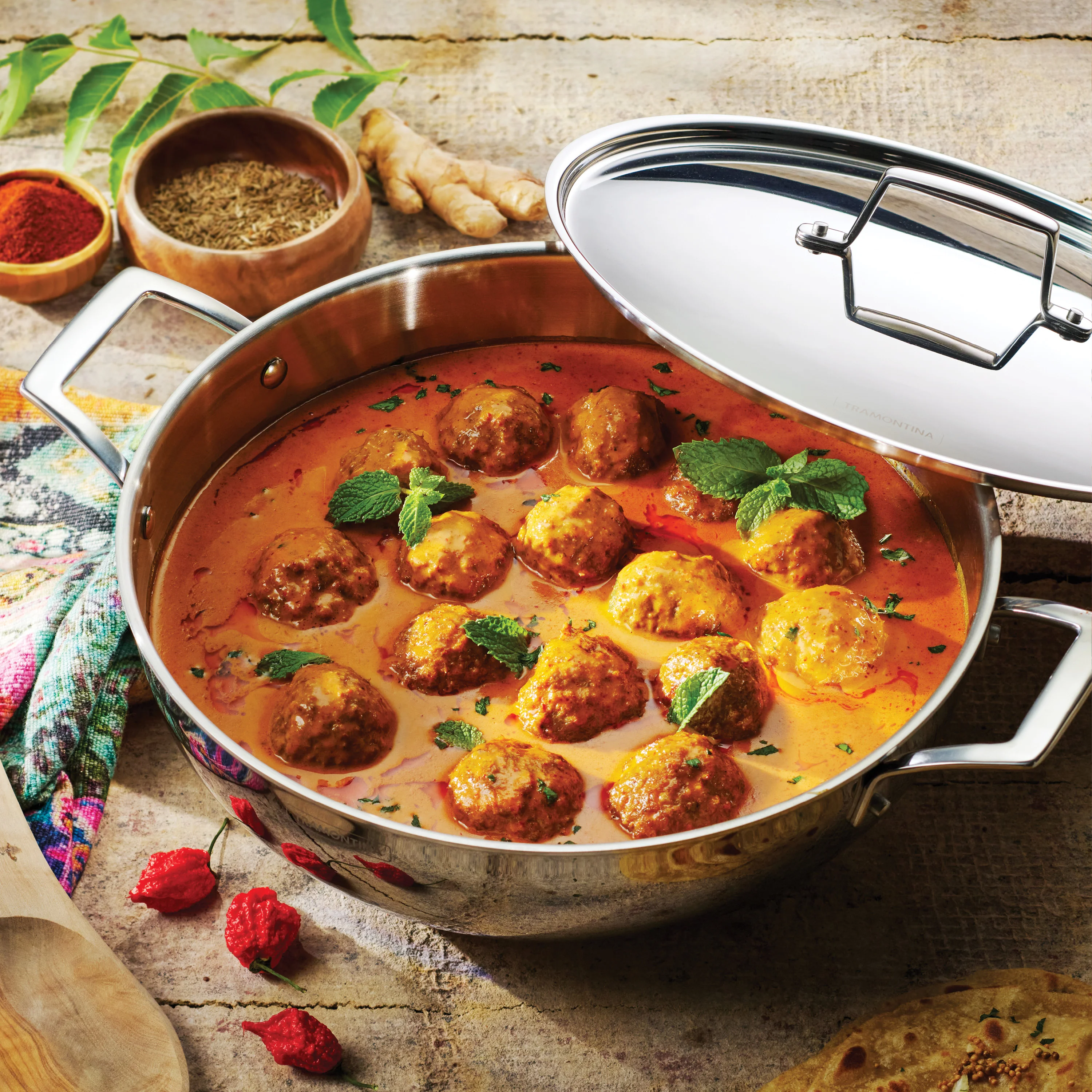 Utsava Tri-Ply Clad Stainless Steel Covered Kadai - Image 23
